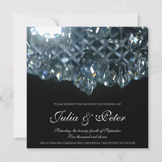 Modern Crystal Glass Chandelier Save the Date Card Einladung (Vorderseite)