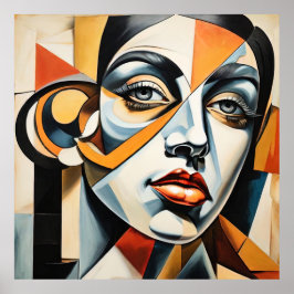 Modern Cubism Female Face Picasso Style Abstrakt Poster