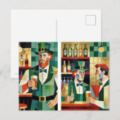 Modern Cubist Irish Pub Art Postkarte (Vorne/Hinten)