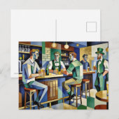 Modern Cubist Irish Pub Postkarte (Vorne/Hinten)