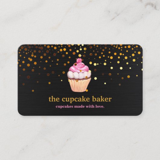 Modern Cupcake Logo Bakery Chef Catering Confetti Visitenkarte (Vorderseite)