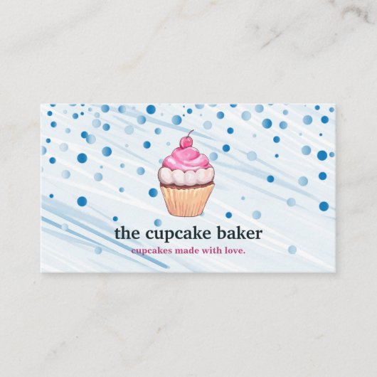 Modern Cupcake Logo Bakery Koch Catering Confetti Visitenkarte (Vorderseite)