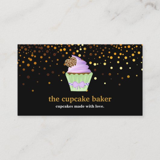 Modern Cupcake Logo Bakery Koch Catering Confetti Visitenkarte (Vorderseite)