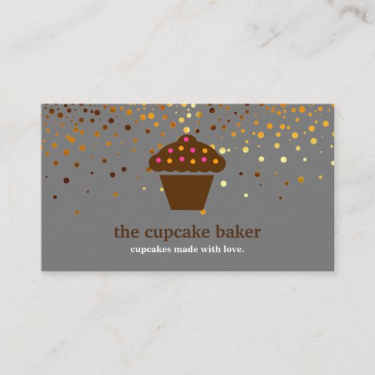 Modern Cupcake Logo Bakery Koch Catering Confetti Visitenkarte (Vorderseite)