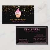 Modern Cupcake Logo Bakery Koch Catering Confetti Visitenkarte (Vorne/Hinten)