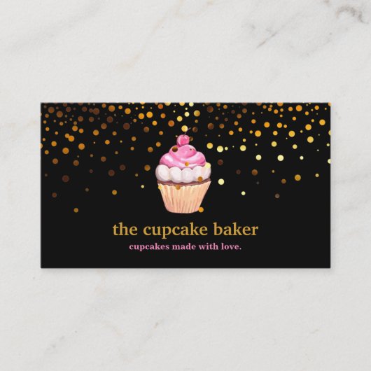Modern Cupcake Logo Bakery Koch Catering Confetti Visitenkarte (Vorderseite)