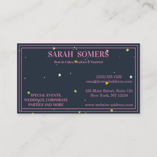 Modern Cupcake Logo Bakery Koch Catering Confetti Visitenkarte (Rückseite)