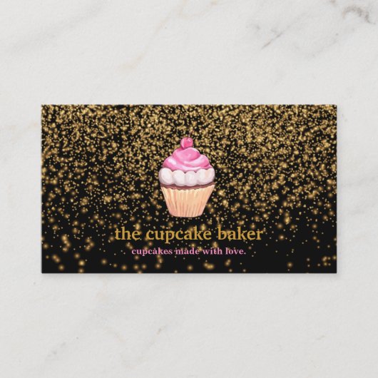 Modern Cupcake Logo Bakery Koch Catering Confetti Visitenkarte (Vorderseite)