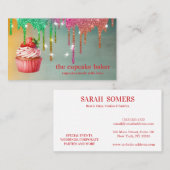 Modern Cupcake Logo Bakery Koch Catering Confetti Visitenkarte (Vorne/Hinten)