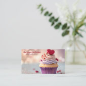 Modern Cupcake Logo Bakery Koch Catering Confetti Visitenkarte (Stehend Vorderseite)