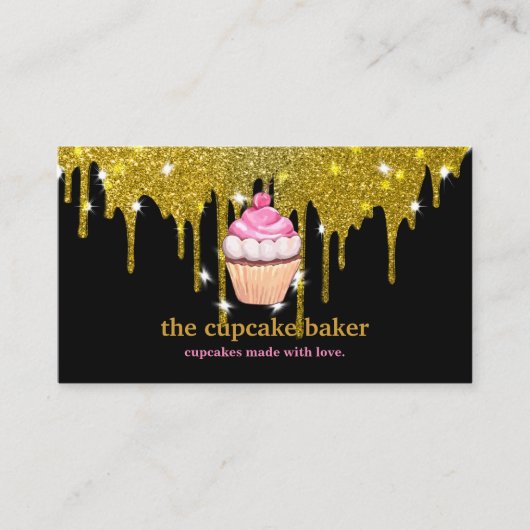 Modern Cupcake Logo Bakery Koch Catering Confetti Visitenkarte (Vorderseite)