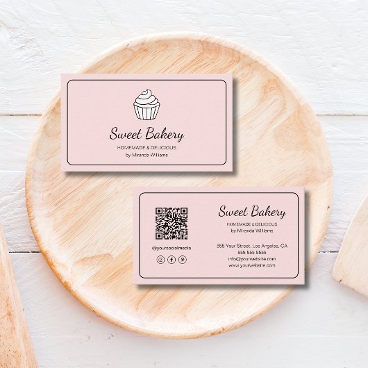 Modern Cupcake Pink Bakery Visitenkarte