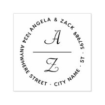 Modern Curly Script Couple Initial Rücksendeadress