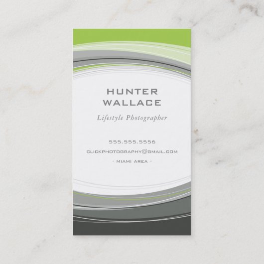 MODERN CURVE DESIGN Minimal Limettengrün grau Visitenkarte (Rückseite)