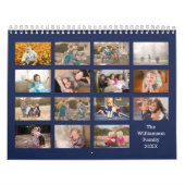 Modern Custom 15 Month Navy Blue Photo Kalender (Titelbild)