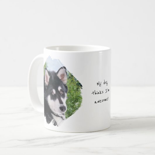 Modern Custom 2 Photo Paint Brushstroke Dog Kaffeetasse (Vorderseite Links)