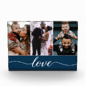 Modern Custom 3 Fotos Liebe Script blau (Vorderseite)