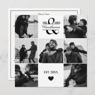 Modern custom 7 Paar Fotos with Monogram Feiertagskarte