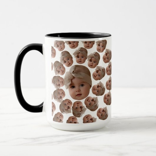 Modern Custom Baby Face Opa Oma Birthday Tasse (Links)
