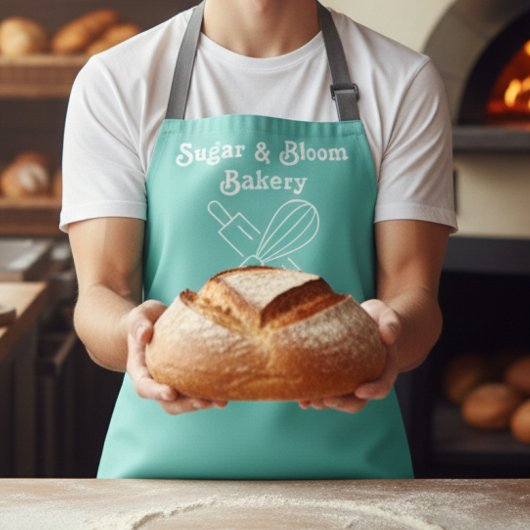 Modern Custom Bakery Aqua Blue Name Chef / Staff Schürze