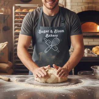 Modern Custom Bakery Gray Name Chef / Staff Schürze