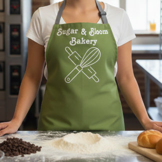Modern Custom Bakery Olive Green Name Chef / Staff Schürze