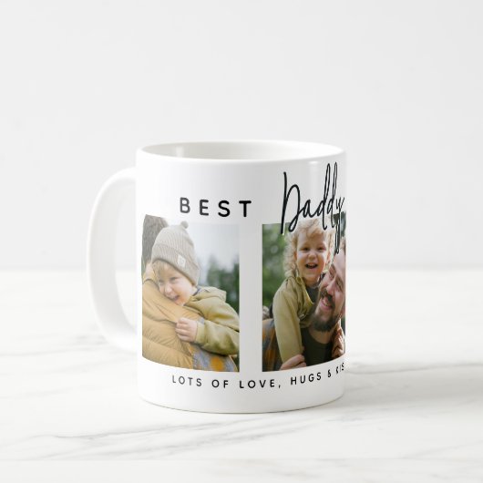 Modern Custom Best Daddy Ever | 3 Photo Kaffeetasse (Vorderseite Links)