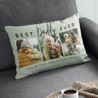 Modern Custom Best Daddy Ever | 3 Photo Lendenkissen