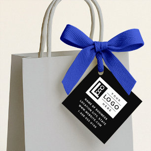 Modern Custom Black Business Logo und QR Code Geschenkanhänger