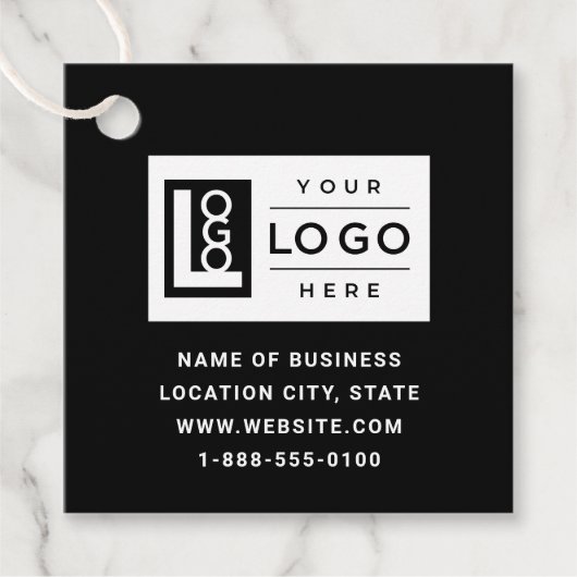 Modern Custom Black Business Logo und QR Code Geschenkanhänger (Vorderseite)