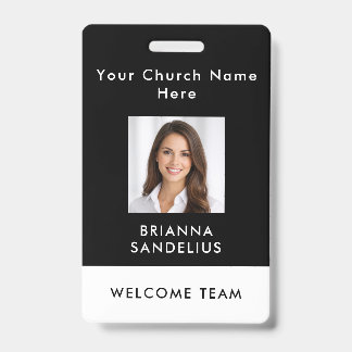 Modern Custom Black Photo ID Church Volunteer Ausweis