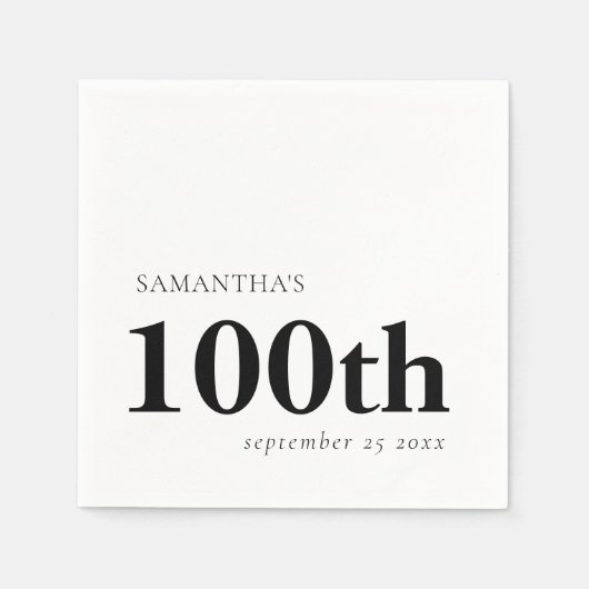 Modern Custom Black Text 100. Serviette (Vorderseite)