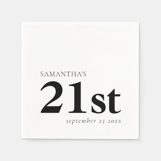 Modern Custom Black Text 21. Serviette (Vorderseite)