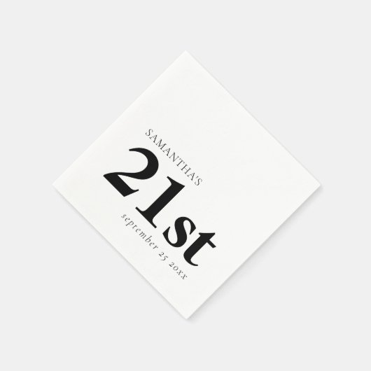 Modern Custom Black Text 21. Serviette (Ecke)