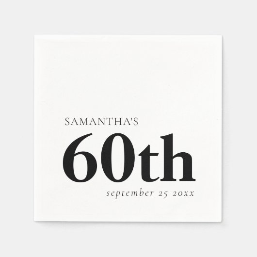 Modern Custom Black Text 60. Serviette (Vorderseite)