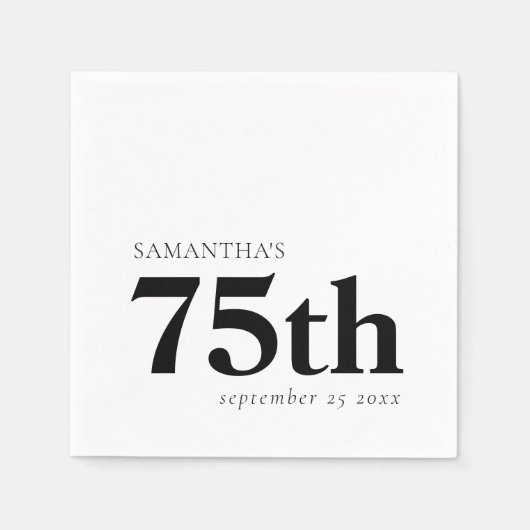 Modern Custom Black Text 75. Serviette (Vorderseite)