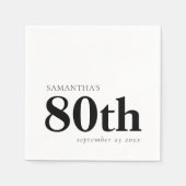 Modern Custom Black Text 80. Name Datum Serviette (Vorderseite)