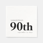 Modern Custom Black Text 90. Name Date Serviette (Vorderseite)