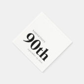 Modern Custom Black Text 90. Name Date Serviette (Ecke)