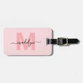 Modern Custom Blink Pink Monogram Name Gepäckanhänger (Vorderseite horizontal)