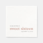 Modern Custom Blush Pink Sweet 16 Name Datum Serviette (Vorderseite)