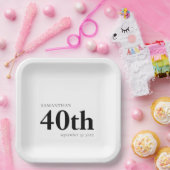 Modern Custom Bold Black Text 40. Name Date Pappteller (Party)