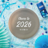Modern Custom Brushed Metal 2026 New Years Party Pappteller (Party)