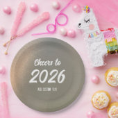 Modern Custom Brushed Metal 2026 New Years Party Pappteller (Party)