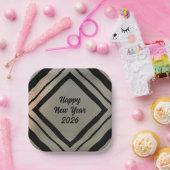 Modern Custom Brushed Metal Happy New Years Party Pappteller (Party)