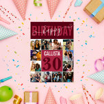 Modern Custom Burgund Pink Rot 12 Foto Geburtstag Karte<br><div class="desc">Diese moderne und niedliche Geburtstag-Karte ist perfekt für jeden Freund. Es verfügt über ein 12-Foto-Collage-Gitter, handgeschriebene kursive Skripttypografie und zweifarbige bordeauxrote und bordeauxrote Farbblöcke. Auf der Karte steht: "Glücklicher Geburtstag (Name), (Alter)." Es ist lustig, cool, einzigartig, trendig, einfach, minimalistisch und gürmig. das perfekte Design, um Ihren besten Freund oder Familienmitglied...</div>