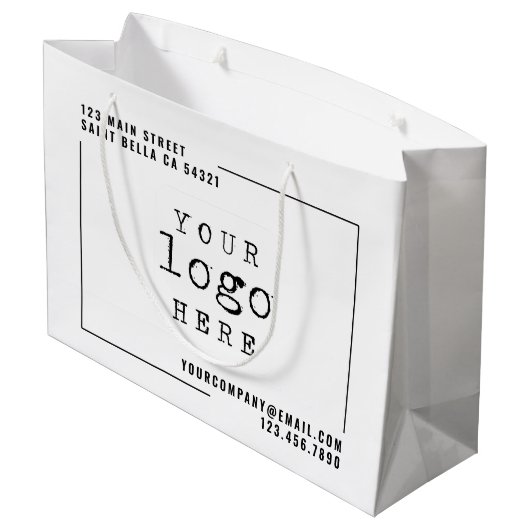 Modern Custom Business Company Logo Große Geschenktüte (Rückseite Schrägansicht)