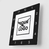 Modern Custom Business Logo Black White Quadratische Wanduhr (Winkel)