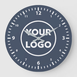Modern Custom Business Logo für Navy Blue Große Wanduhr