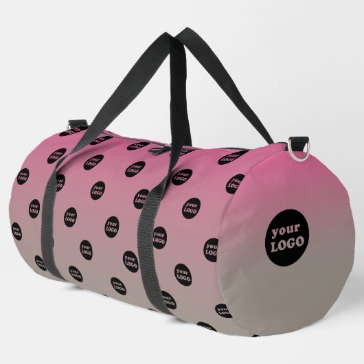 Modern Custom Business Logo Muster Ombre Pink Duffle Bag (Linke Ecke)